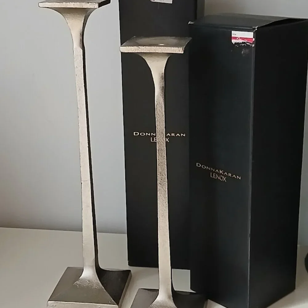 Donna Karan Burnished Metal Candle Holders (2) LENOX - NEW